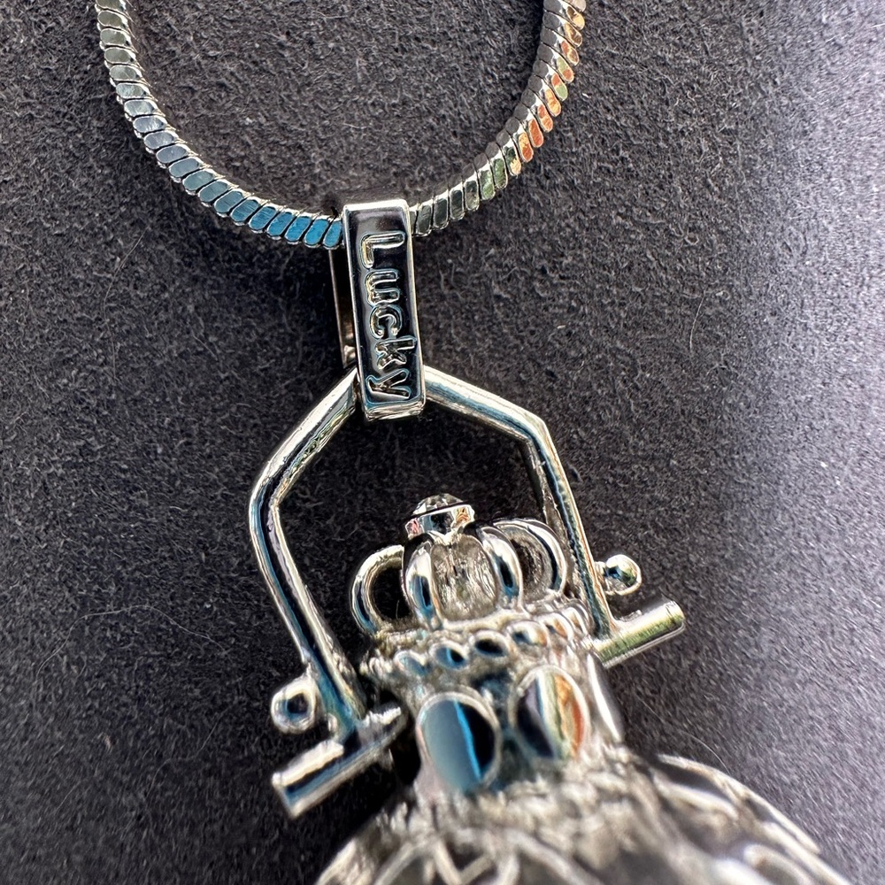LUCKY Brand Locket Orb Pendant Necklace Silver Tone 34” Long Cage Pearl Ball - Picture 5 of 9